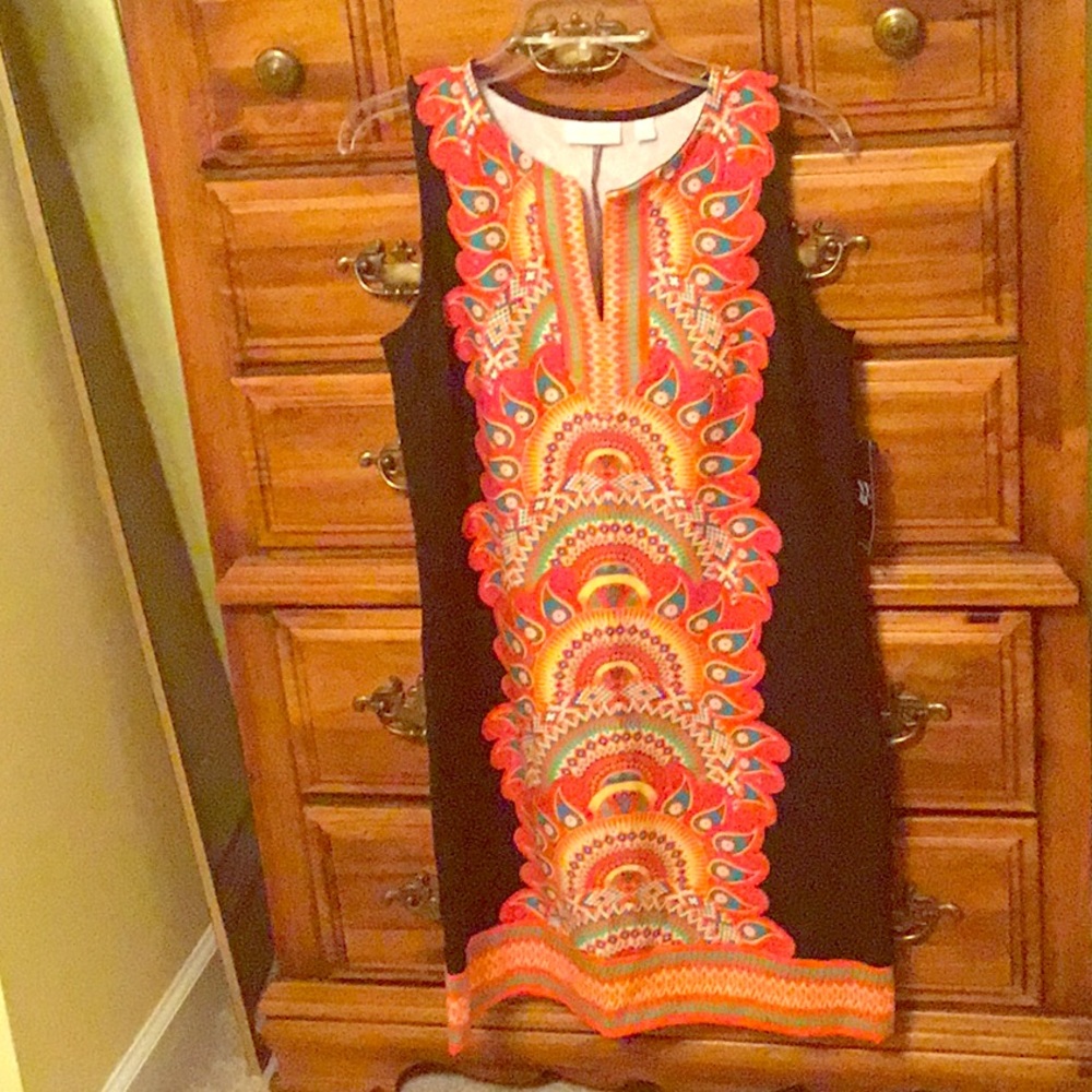 New York & Company Split-Neck Cotton Shift Dress